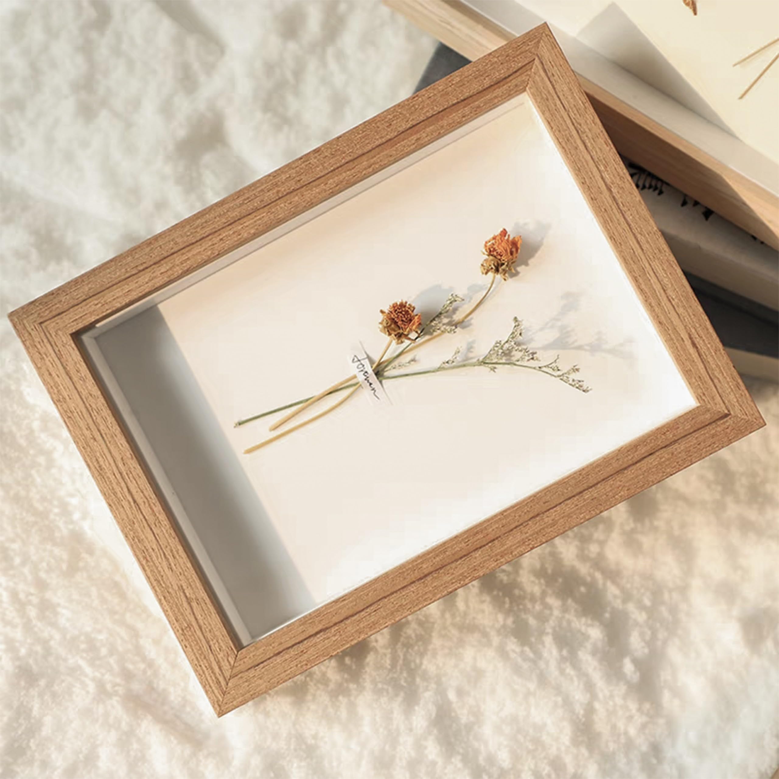 Dohomi 5x7 Shadow Box Frame Small Shadow Box Display Case 4 Pack Original Wood Picture Frames Glass Surface Internal Depth 0.6 i